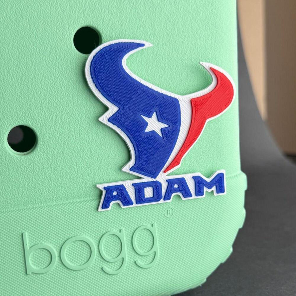 Personalized Houston Texans Bogg Bag Name Tag, Texans Bogg Bag Charms